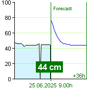 State of water at Nespeky watermark post at 00.40 25.6.2025